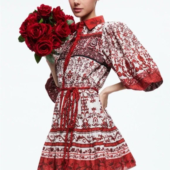 Alice + Olivia Tiffie Puff Sleeve Mini Dress - Picture 6 of 6